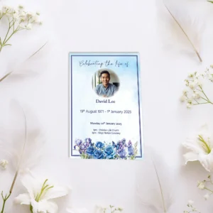 Blue Floral Framed Order of Service