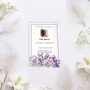 Lilac Floral Framed Order of Service