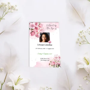 Pink Floral Order of Service